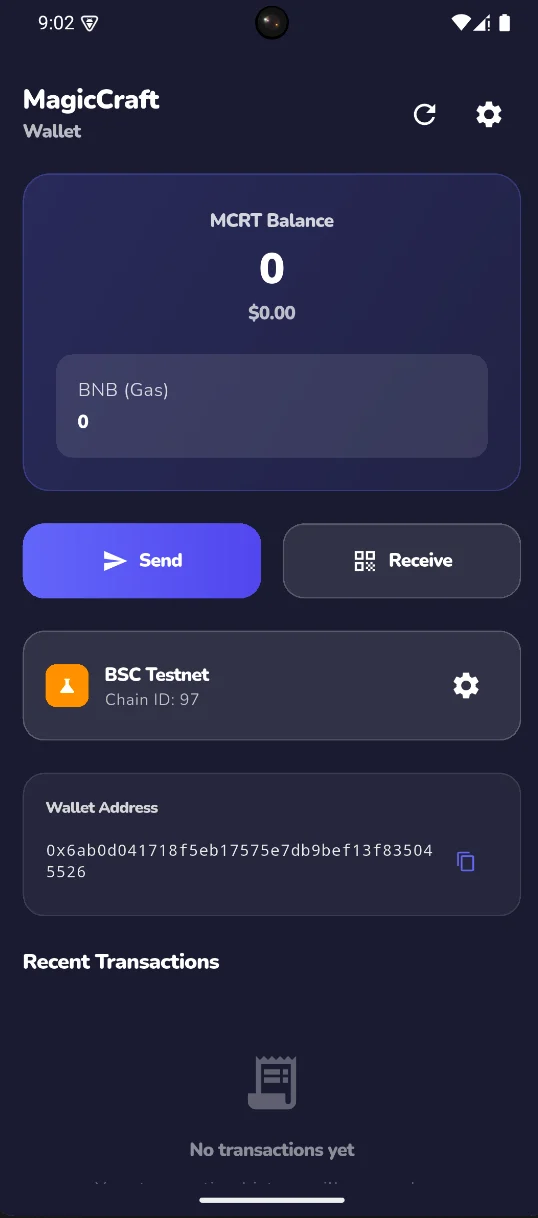 Crypto wallet for MagicCraft token management